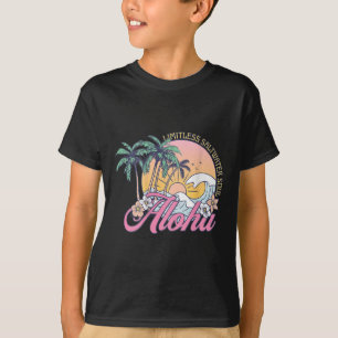 Camiseta Retro Aloha Atardecer Palmeras Flores Tropicales S