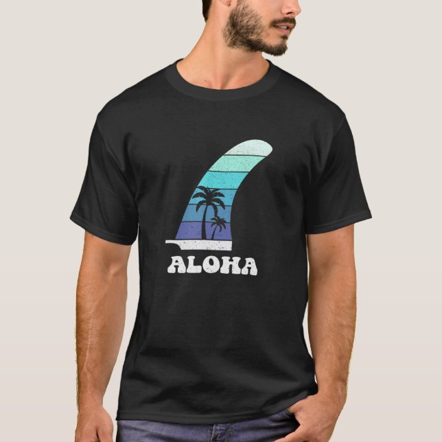 Camiseta Retro Aloha Surfboard Tee Longboard SUP Single Fin (Anverso)