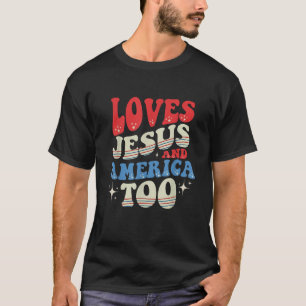 Camiseta Retro Ama A Jesús Y A Estados Unidos 4.