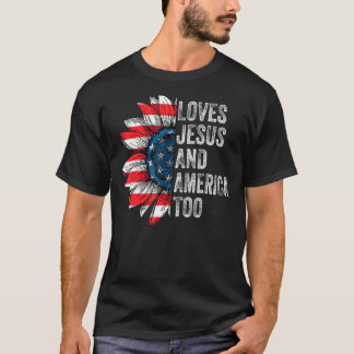 Camiseta Retro ama a Jesús y a Estados Unidos a los cristia