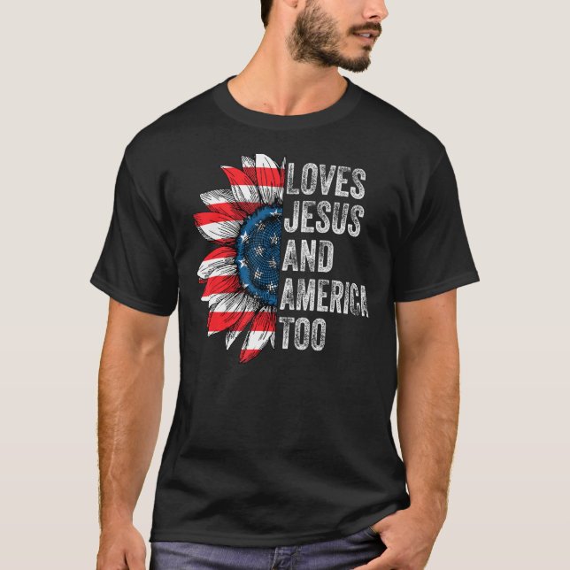 Camiseta Retro ama a Jesús y a Estados Unidos a los cristia (Anverso)