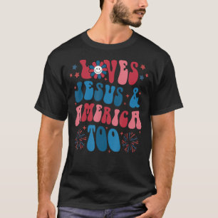 Camiseta Retro ama a Jesús y Estados Unidos a Dios Cristian