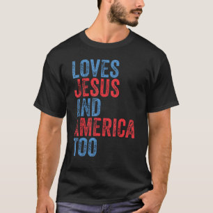 Camiseta Retro ama a Jesús y Estados Unidos a Dios Cristian