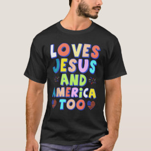 Camiseta Retro ama a Jesús y Estados Unidos a Dios Cristian