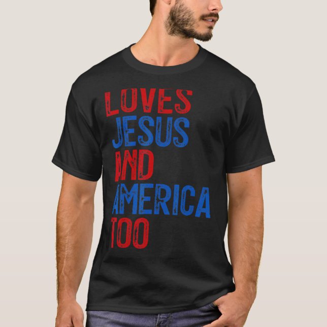 Camiseta Retro ama a Jesús y Estados Unidos a Dios Cristian (Anverso)