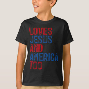 Camiseta Retro ama a Jesús y Estados Unidos a Dios Cristian