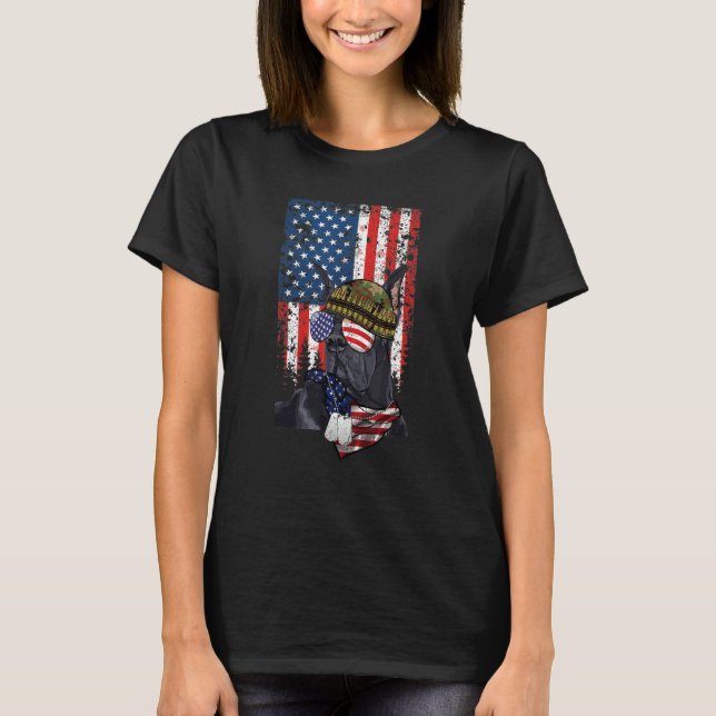 Camiseta Retro American Flag 4th of July Great Dane Veteran (Anverso)