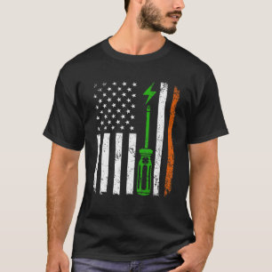 Camiseta Retro American Flag Electrician St Patricks Day Sh