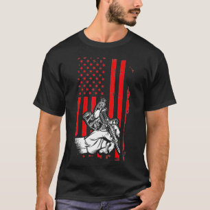 Camiseta Retro American Flag Tattoo Artiking Machine T