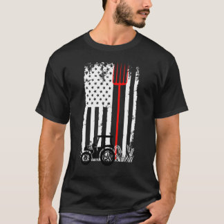 Camiseta Retro American Flag Tractor Men Women Tractor Farm