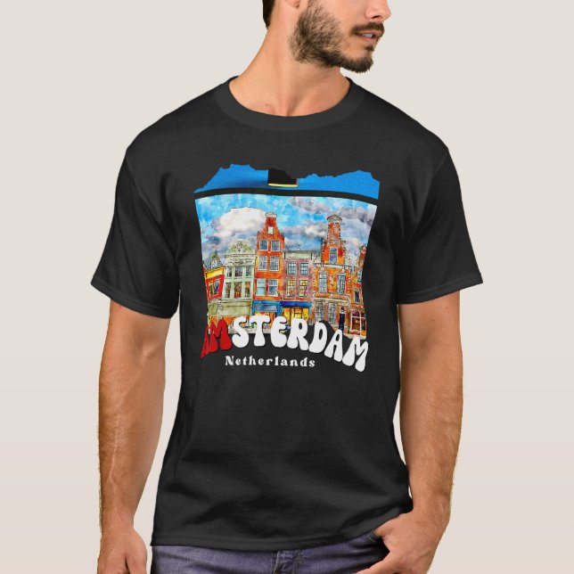Camiseta Retro Amsterdam Painting   Netherlands   Amsterdam (Anverso)
