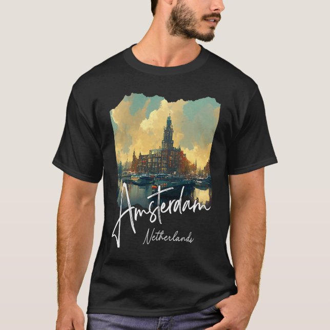 Camiseta Retro Amsterdam Pintura Holanda Ams (Anverso)
