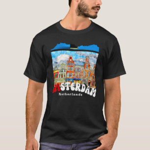 Camiseta Retro Amsterdam Pintura Países Bajos Ámsterdam