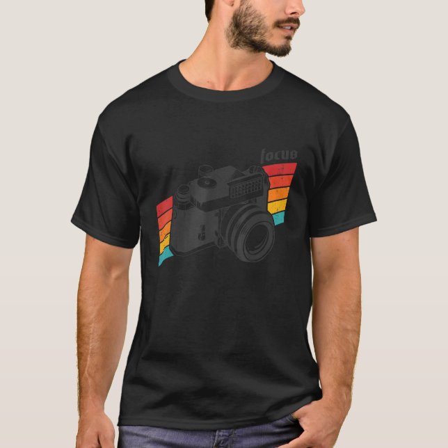 Camiseta Retro Analógico SLR Cámara Flash Retro Foco Fotogr (Anverso)