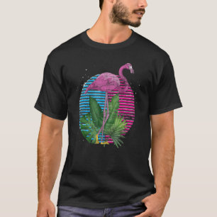 Camiseta Retro Animal Tropical Exótico Pájaro Flamingo Rosa