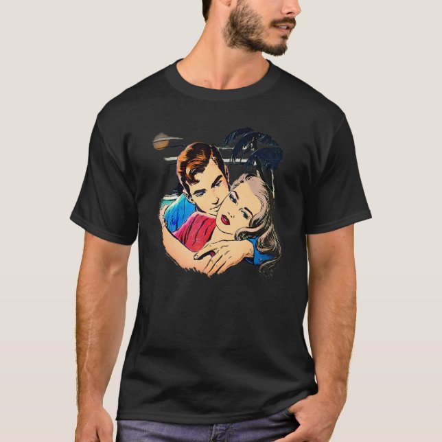 Camiseta Retro Años 1950 Verdadero Romance Novel Cover Rock (Anverso)