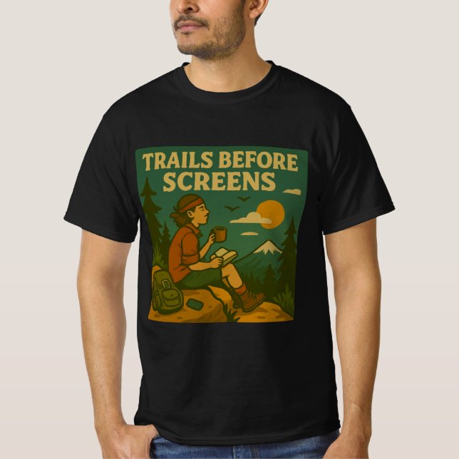 Camiseta retro anti-tecnología de excursión (Anverso)