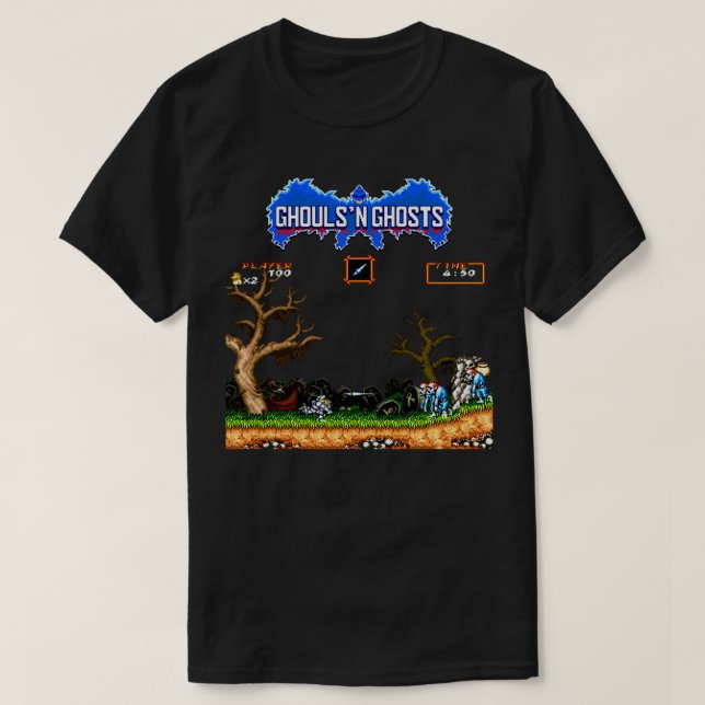 Camiseta RETRO ARCADE Ghouls n Ghosts PIXEL ART (Diseño del anverso)