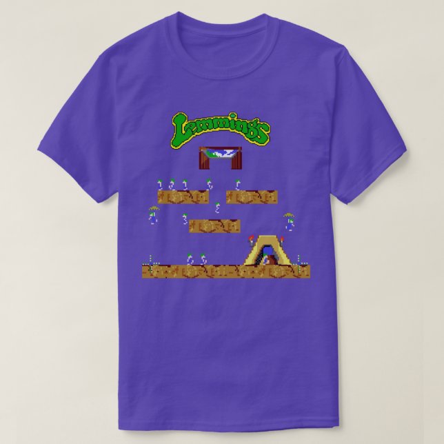 CAMISETA RETRO ARCADE LEMMINGS PIXEL ART ILUSTRACION (Diseño del anverso)