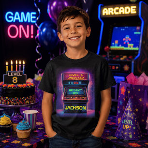 Camiseta Retro Arcade Level Up Cumpleaños Niño