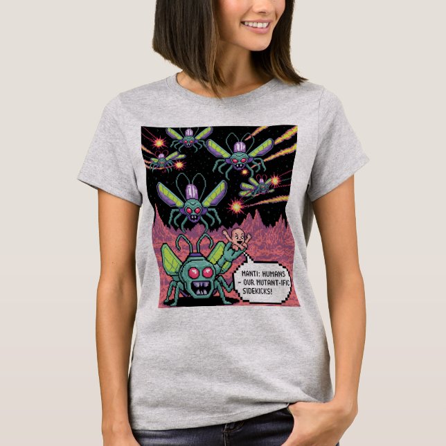 Camiseta Retro Arcade Manti Aliens Pixel Art - Funny Defend (Anverso)