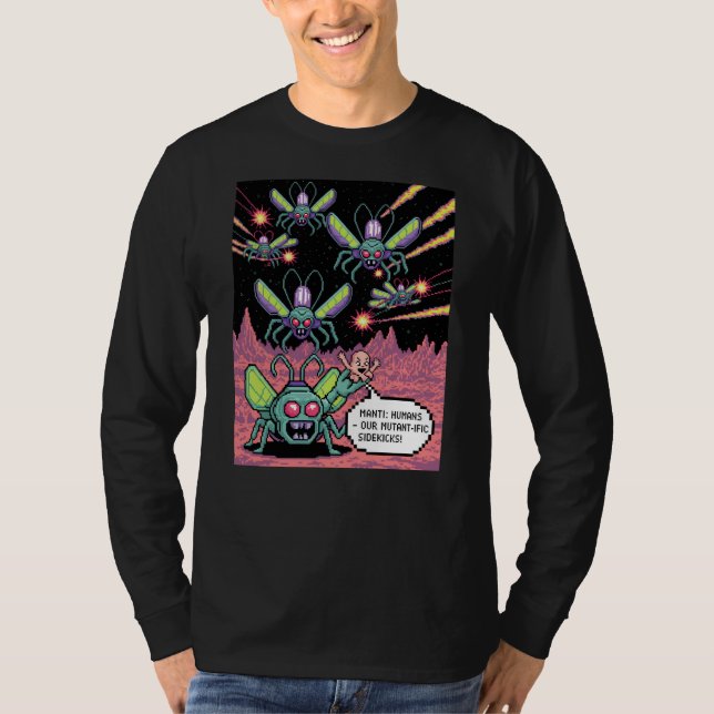 Camiseta Retro Arcade Manti Aliens Pixel Art - Funny Defend (Anverso)