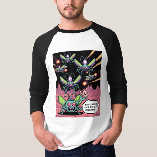 Camiseta Retro Arcade Manti Aliens Pixel Art - Funny Defend (Anverso)
