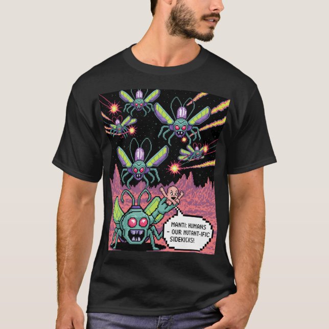 Camiseta Retro Arcade Manti Aliens Pixel Art - Funny Defend (Anverso)