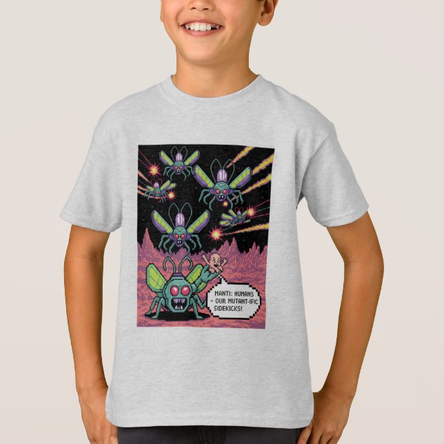 Camiseta Retro Arcade Manti Aliens Pixel Art - Funny Defend (Anverso)
