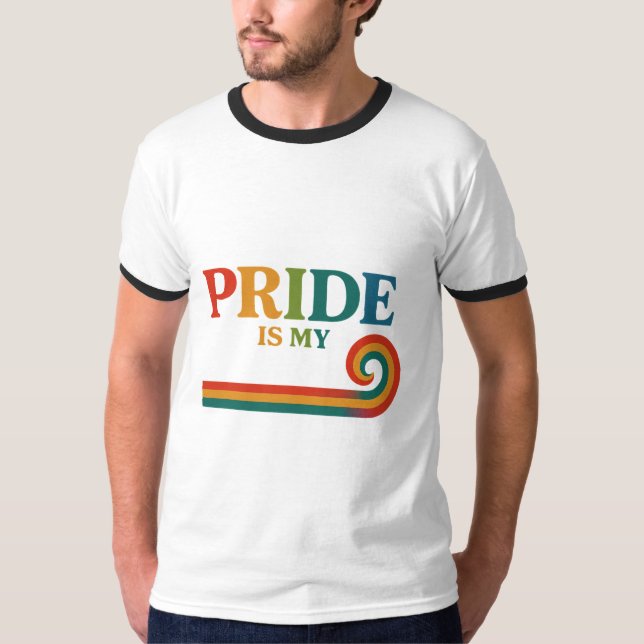 Camiseta Retro Arcoíris Orgullo en Movimiento  (Anverso)