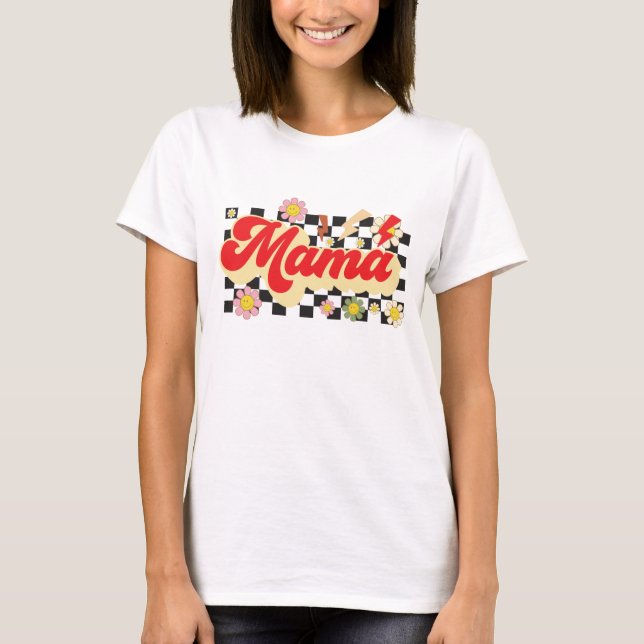 Camiseta Retro Arte de palabra Mama (Anverso)
