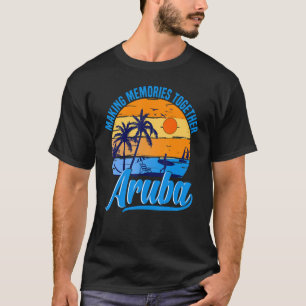 Camiseta Retro Aruba Caribe Palm Tree Beach vacaciones de v