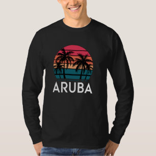 Camiseta Retro Aruba, Fun Beach Sunset Palm Tree Summer