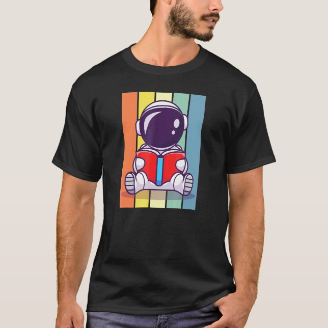Camiseta Retro Astronaut Book Reader Bookworm Vibes (Anverso)