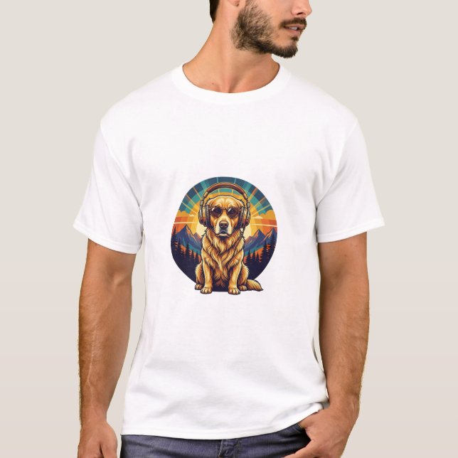 Camiseta Retro Atardecer Retriever Dorado (Anverso)