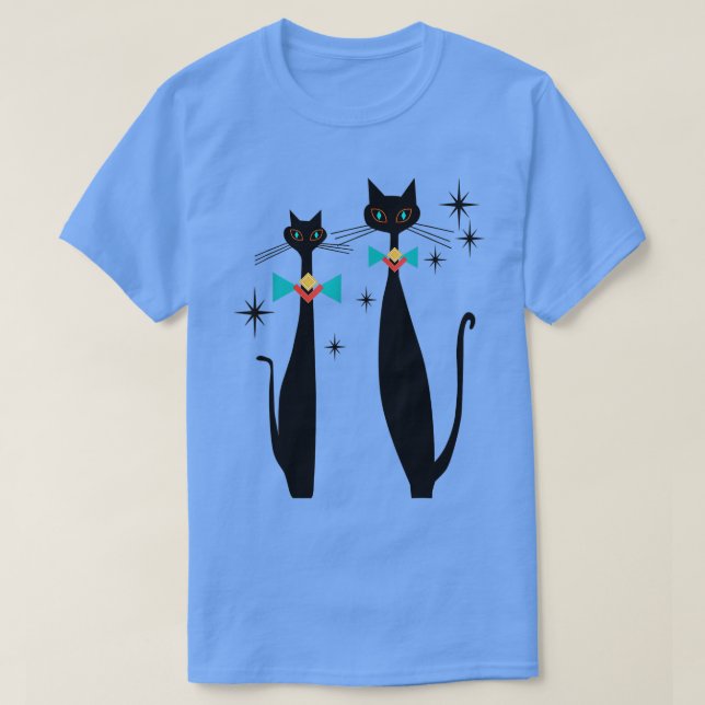 Camiseta Retro Atomic Era Mid Century Modern Cool Cat Pair  (Diseño del anverso)