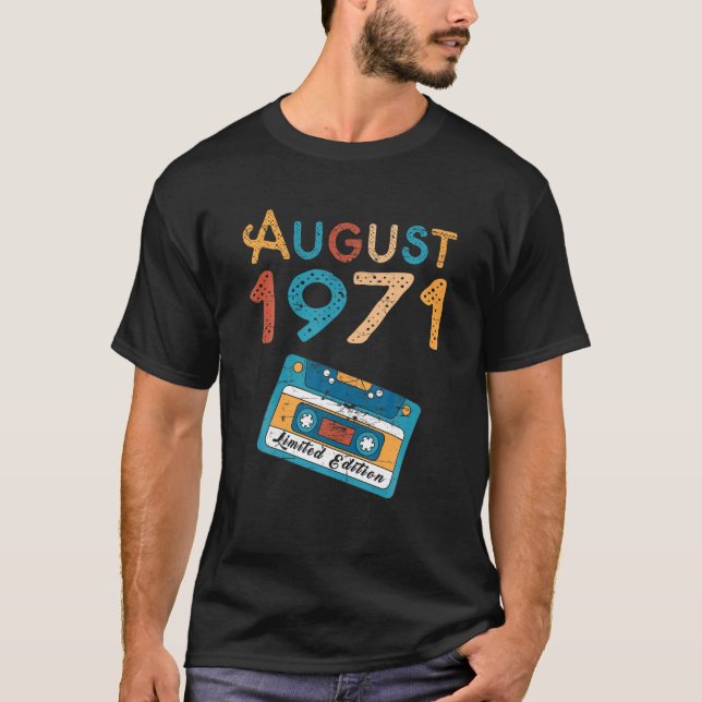 Camiseta Retro August 1971 Edición Limitada 50 Cumpleaños 5 (Anverso)