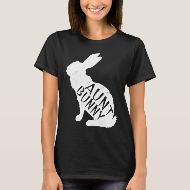 Camiseta Retro Aunt Bunny  Auntie Rabbit Matching Family Ea (Anverso)