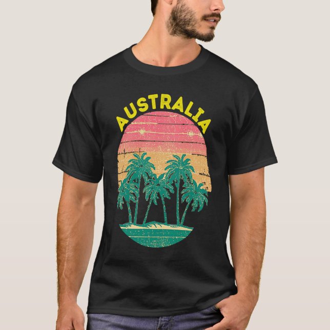 Camiseta Retro Australia Vacation Souvenir Palm Tree (Anverso)