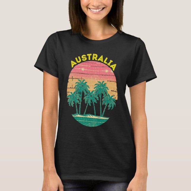 Camiseta Retro Australia Vacation Souvenir Palm Tree (Anverso)