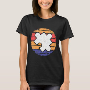 Camiseta Retro Autism Puzzle Piece 70s 80s Style Autism Awa