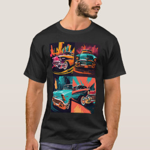 Camiseta Retro Automobile Classic Car Fans Pop Style Vintag