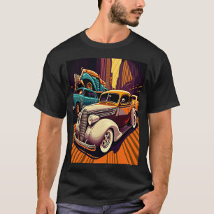 Camiseta Retro Automobile Classic Car Fans Pop Style Vintag