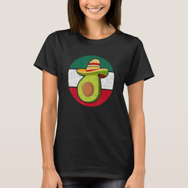 Camiseta Retro Avocado Sombrero Hat Mexican Independence Da (Anverso)