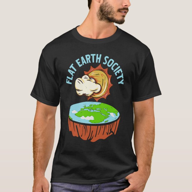 Camiseta Retro Awesome FLAT Earth Society Designs Present (Anverso)