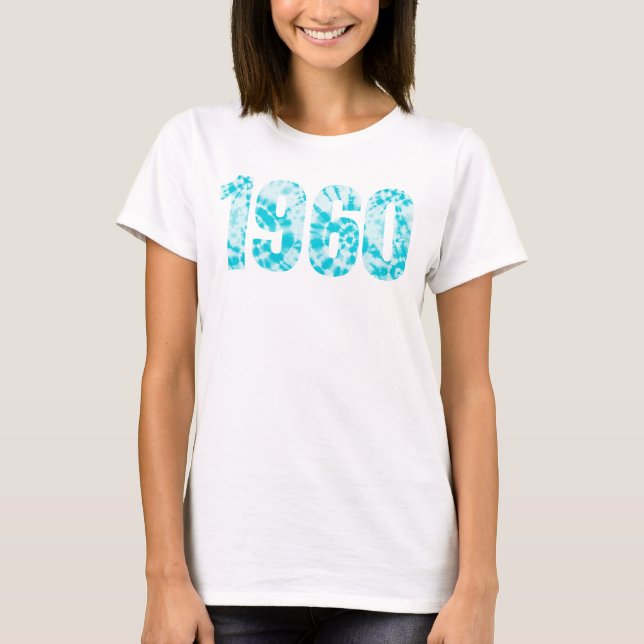 Camiseta Retro Azul Blanco Cumpleaños Nacido 1960 (Anverso)