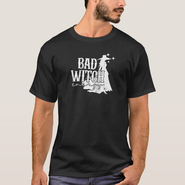 Camiseta Retro Bad Witch Energy Tocó Halloween Trick O T (Anverso)
