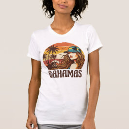 Camiseta Retro Bahamas Beach Women Summer Vacation Sunset 
