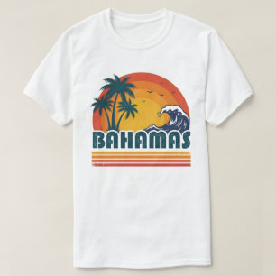 Camiseta Retro Bahamas Playa Atardecer de Verano 70s Palma