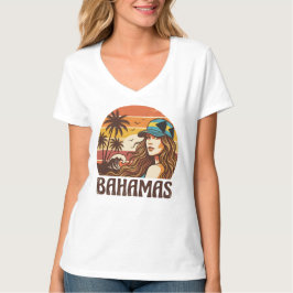 Camiseta Retro Bahamas Playa Mujeres Vacaciones de Verano A